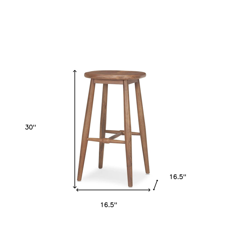 30" Natural Solid Wood Backless Bar Height Bar Chair Homeroots Living Room