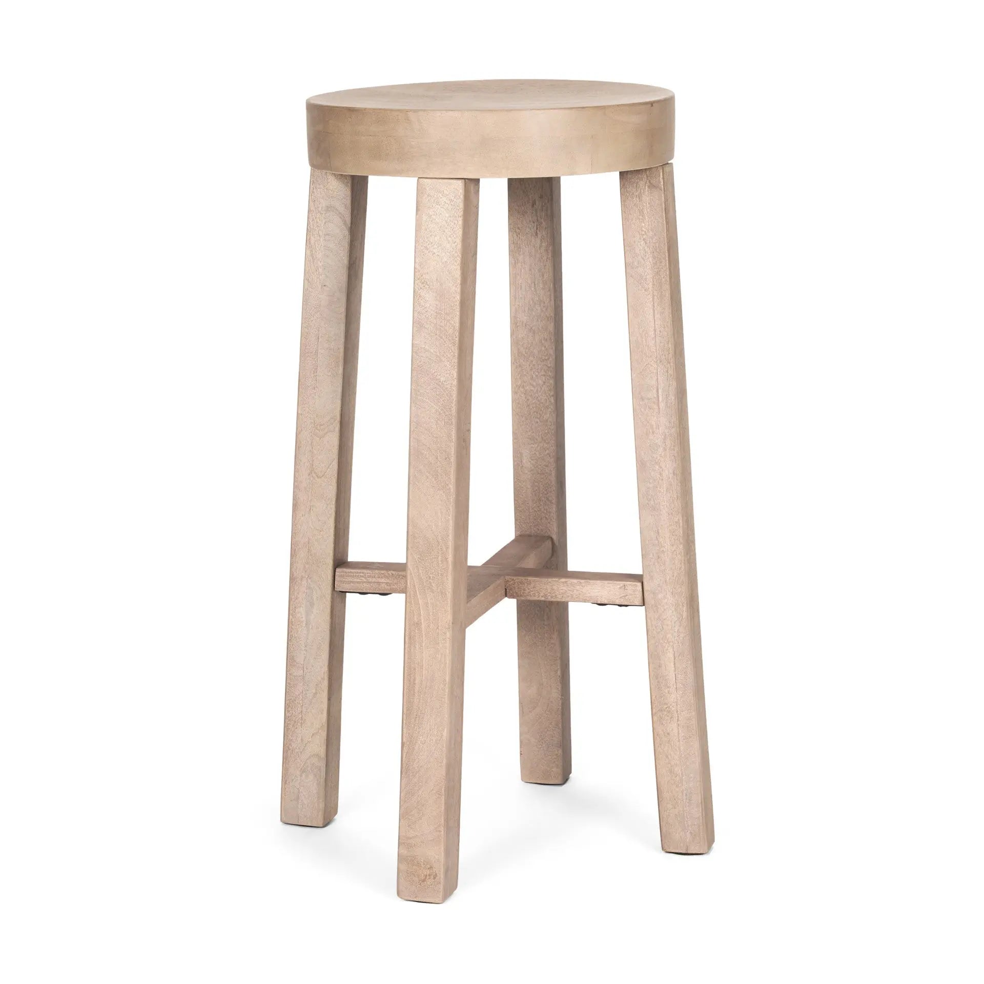 30" Natural Solid Wood Backless Bar Height Bar Chair Homeroots Living Room