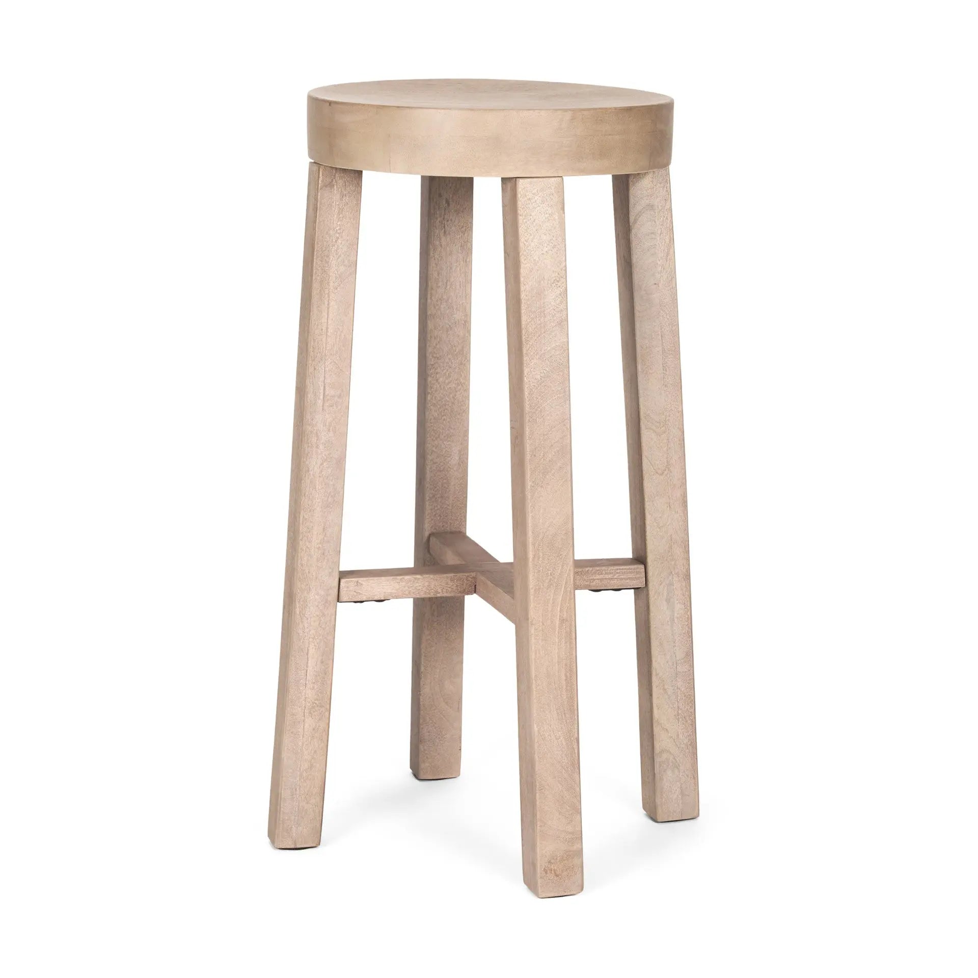 30" Natural Solid Wood Backless Bar Height Bar Chair Homeroots Living Room