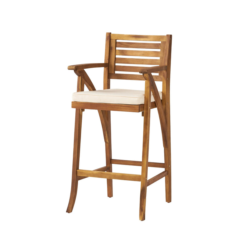30" Natural Solid Wood Outdoor Bar Height Chair Homeroots Outdoor