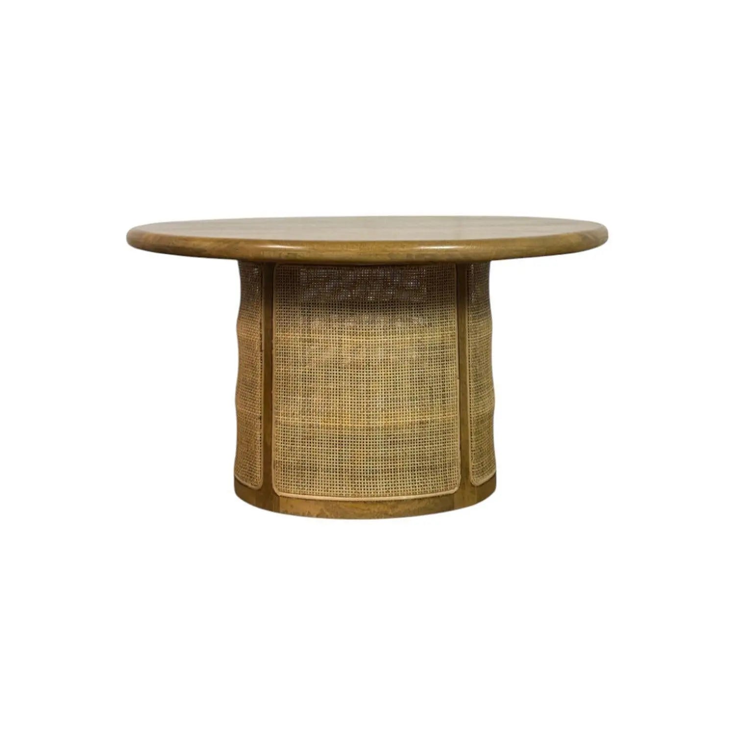30" Natural Solid Wood Round Drum Coffee Table Homeroots Living Room