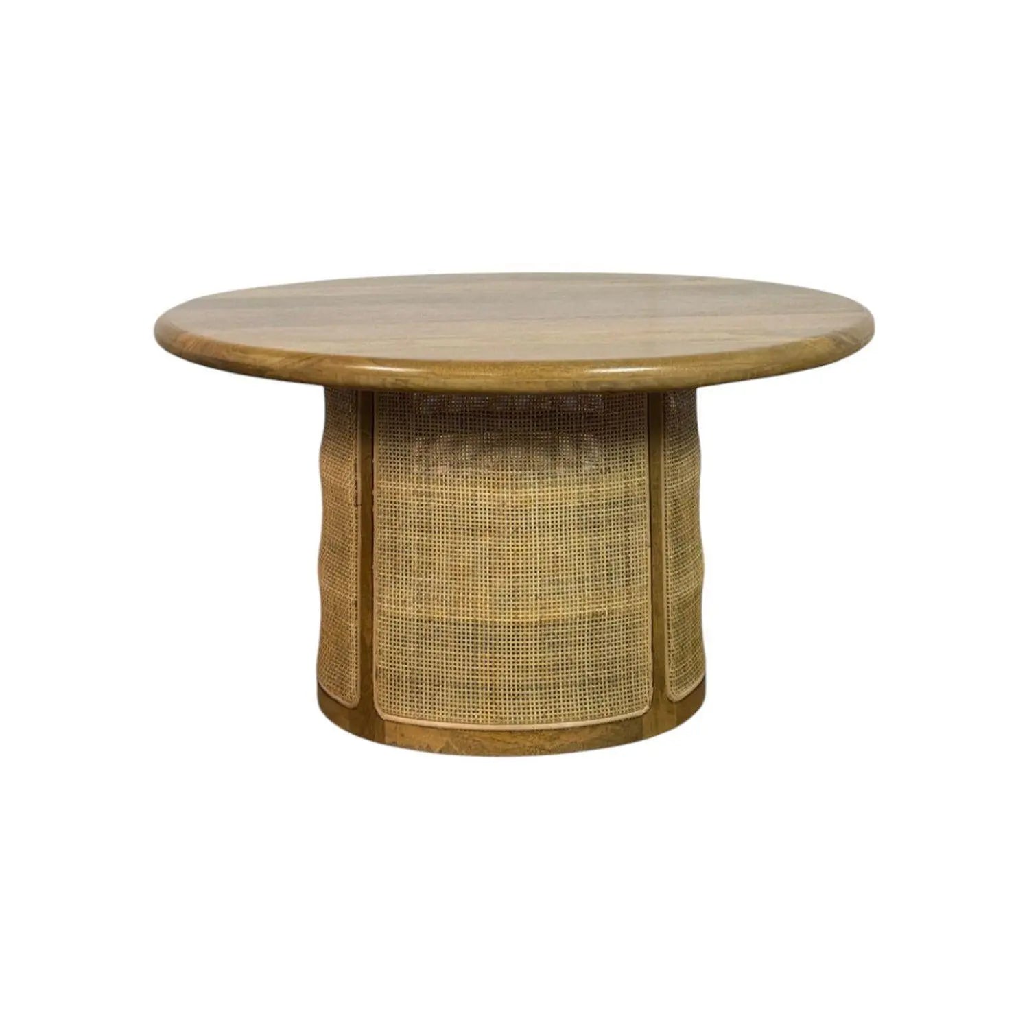 30" Natural Solid Wood Round Drum Coffee Table Homeroots Living Room