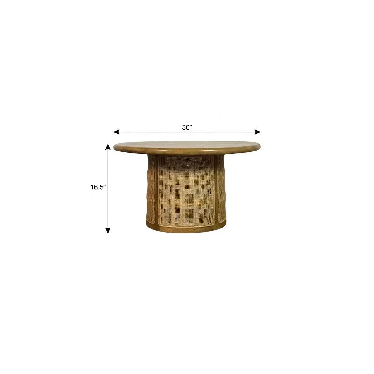 30" Natural Solid Wood Round Drum Coffee Table Homeroots Living Room