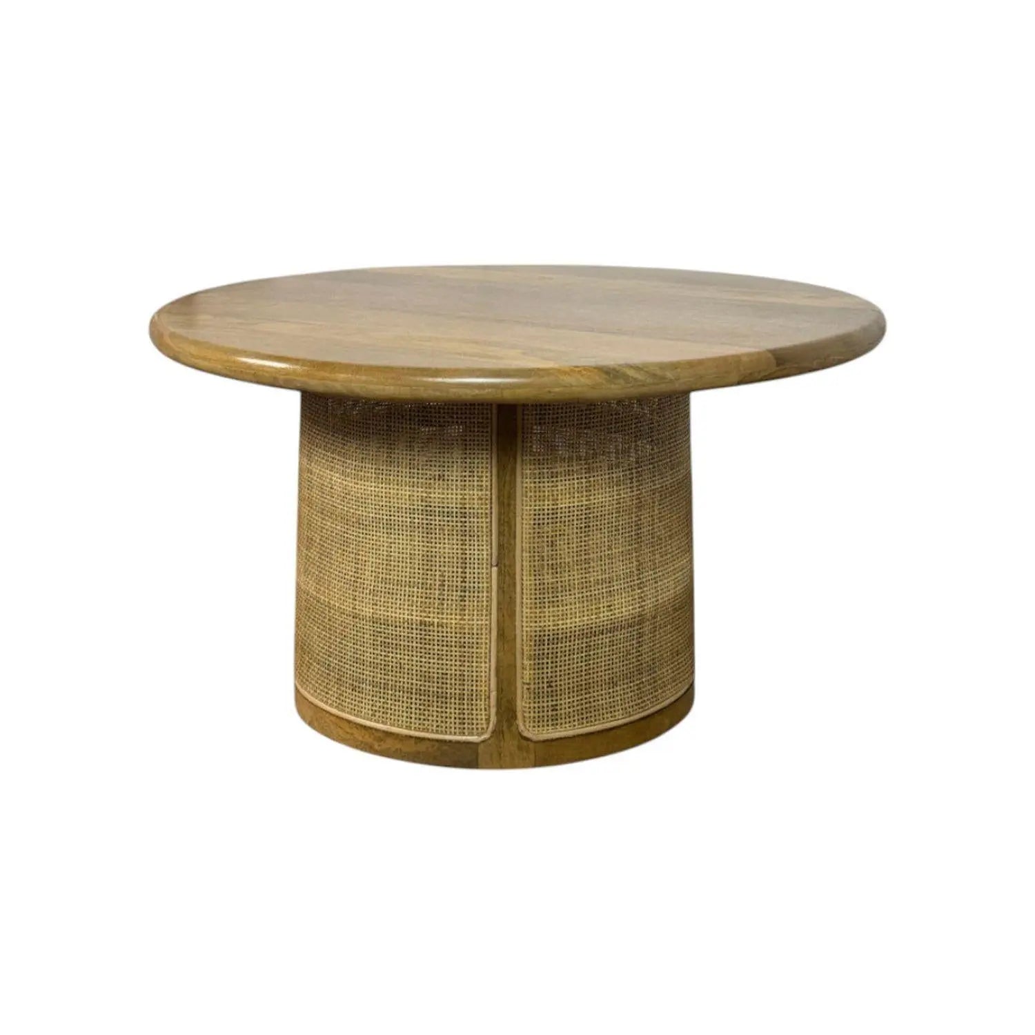 30" Natural Solid Wood Round Drum Coffee Table Homeroots Living Room