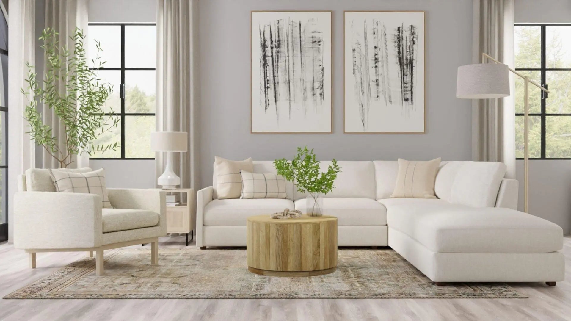 30" Natural Solid Wood Round Solid Drum Coffee Table Homeroots Living Room