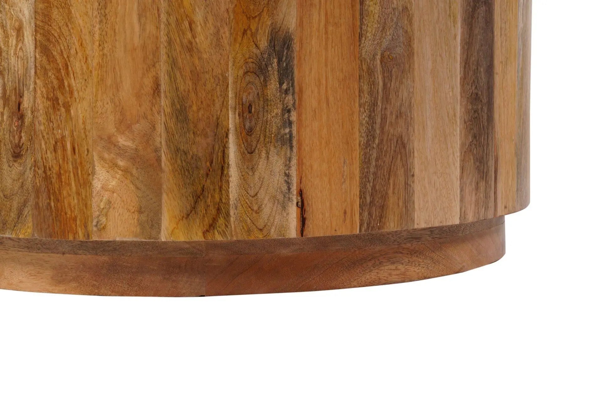 30" Natural Solid Wood Round Solid Drum Coffee Table Homeroots Living Room