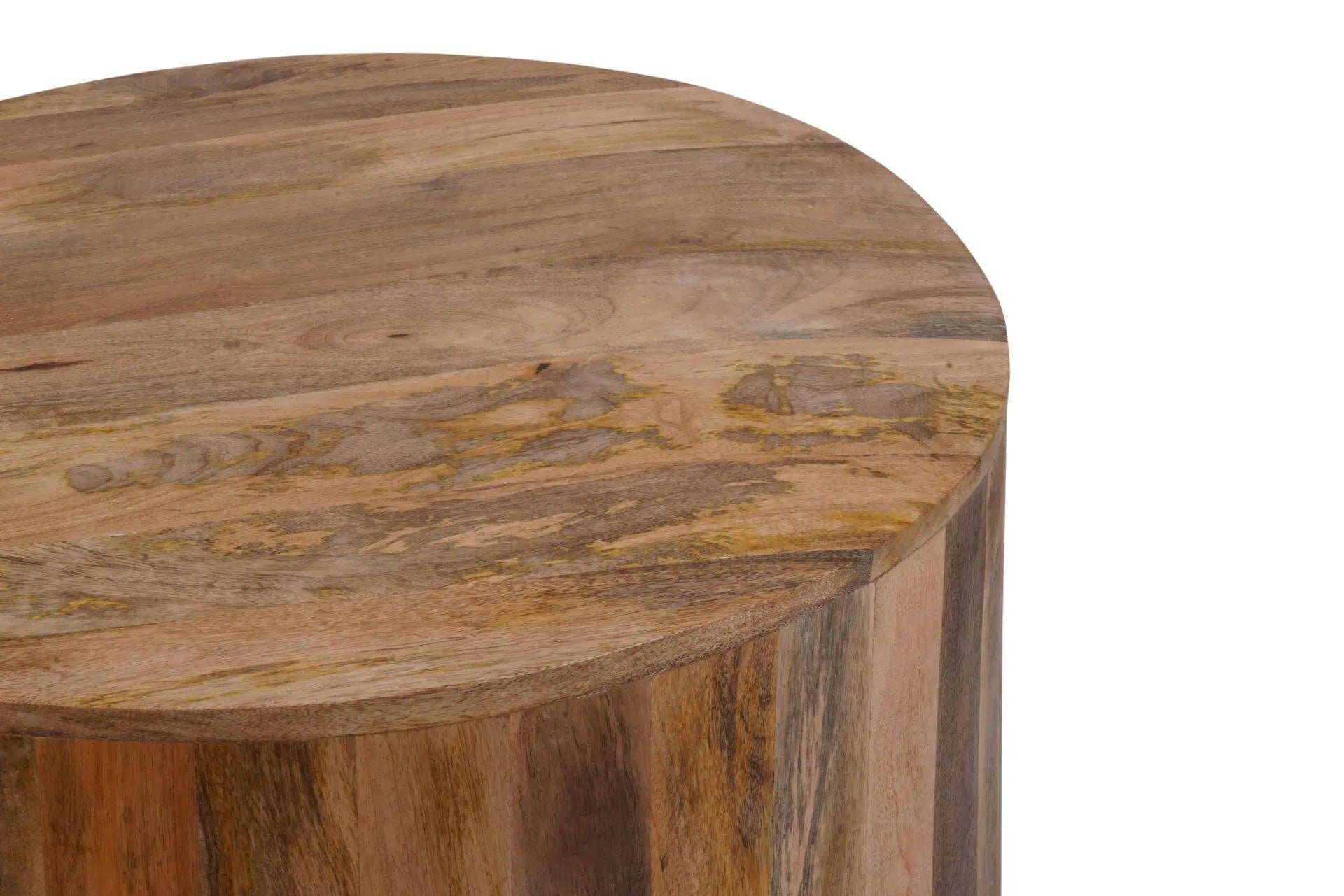 30" Natural Solid Wood Round Solid Drum Coffee Table Homeroots Living Room