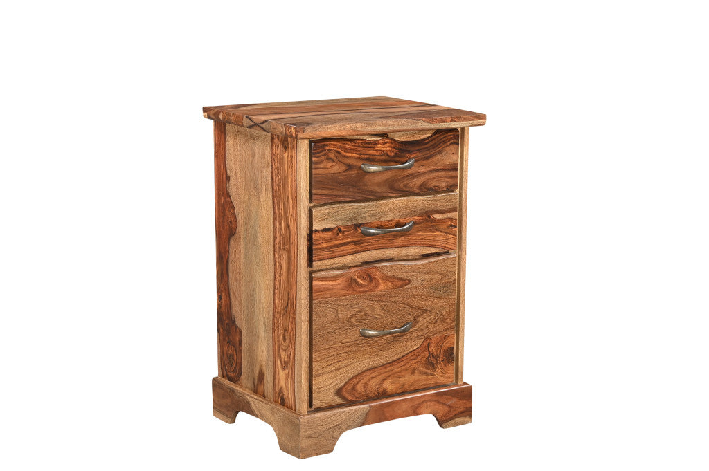 30" Natural Solid Wood Three Drawers Filing Cabinet Homeroots Office