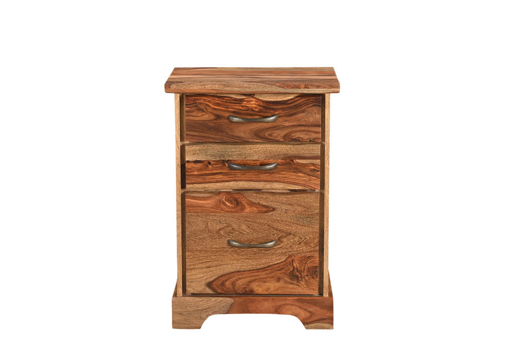 30" Natural Solid Wood Three Drawers Filing Cabinet Homeroots Office