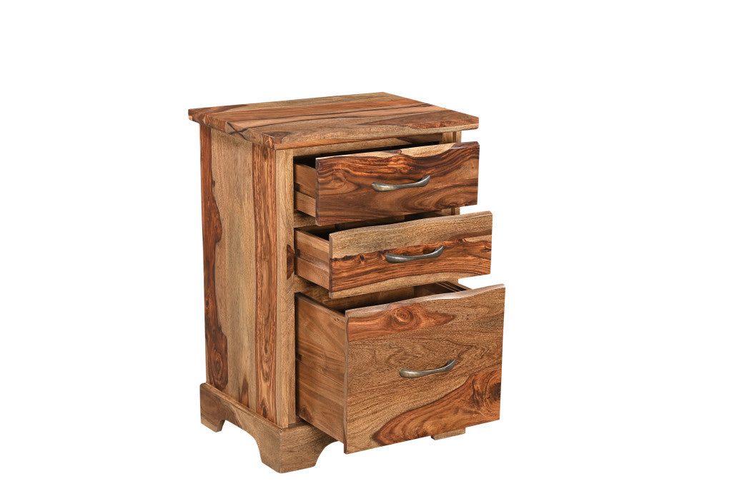30" Natural Solid Wood Three Drawers Filing Cabinet Homeroots Office