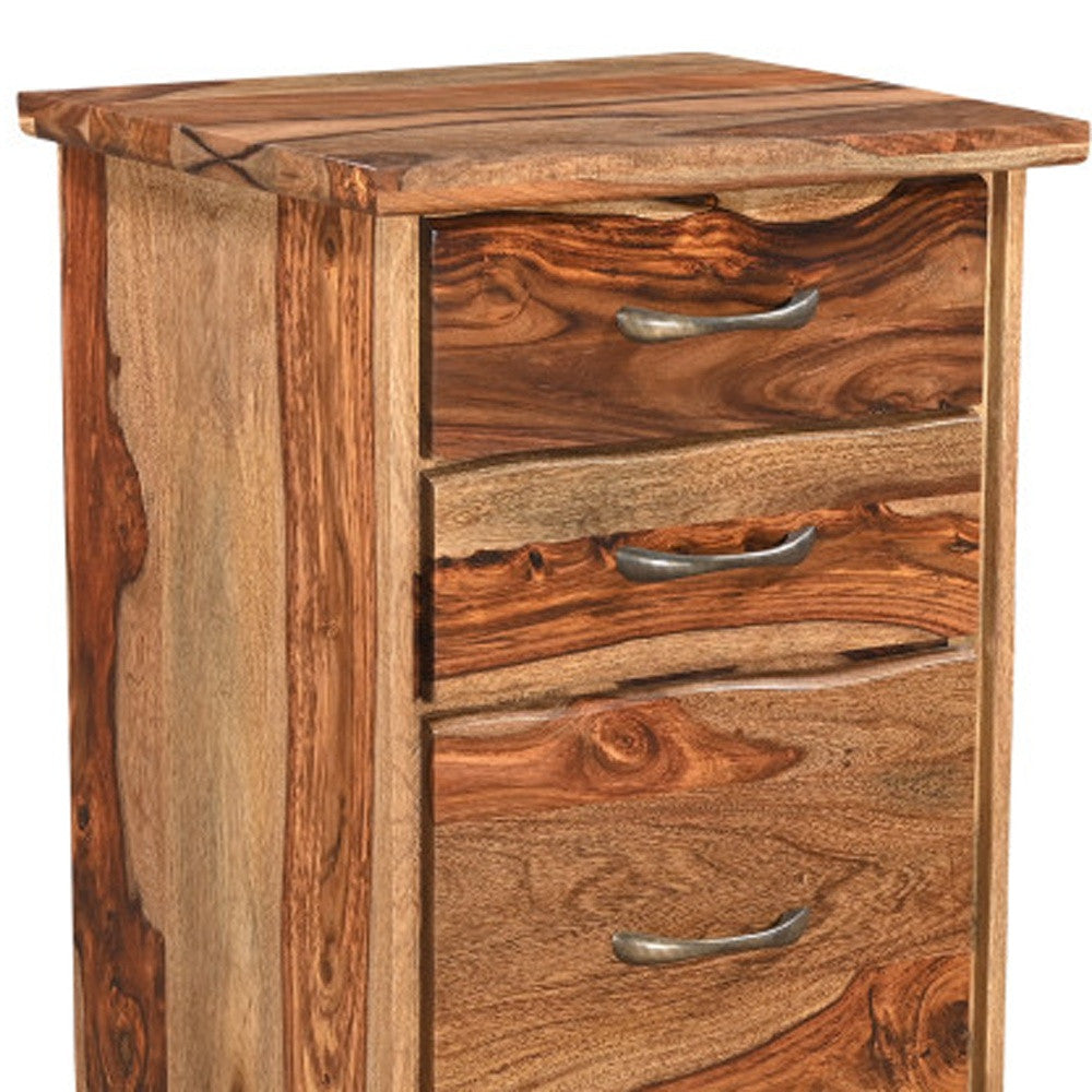 30" Natural Solid Wood Three Drawers Filing Cabinet Homeroots Office