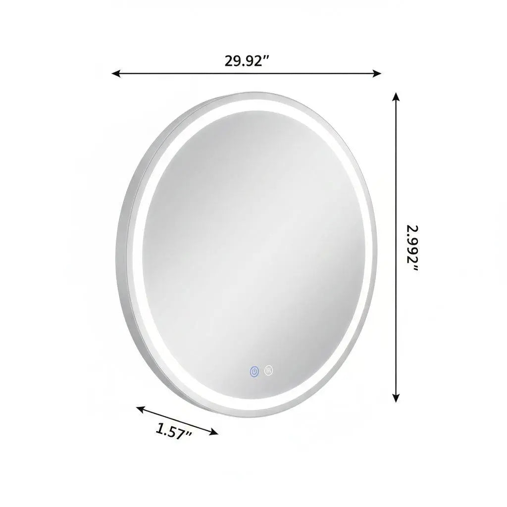 30" Round Lighted Frameless Anti Fog Bathroom Vanity Mirror Homeroots Bed & Bath