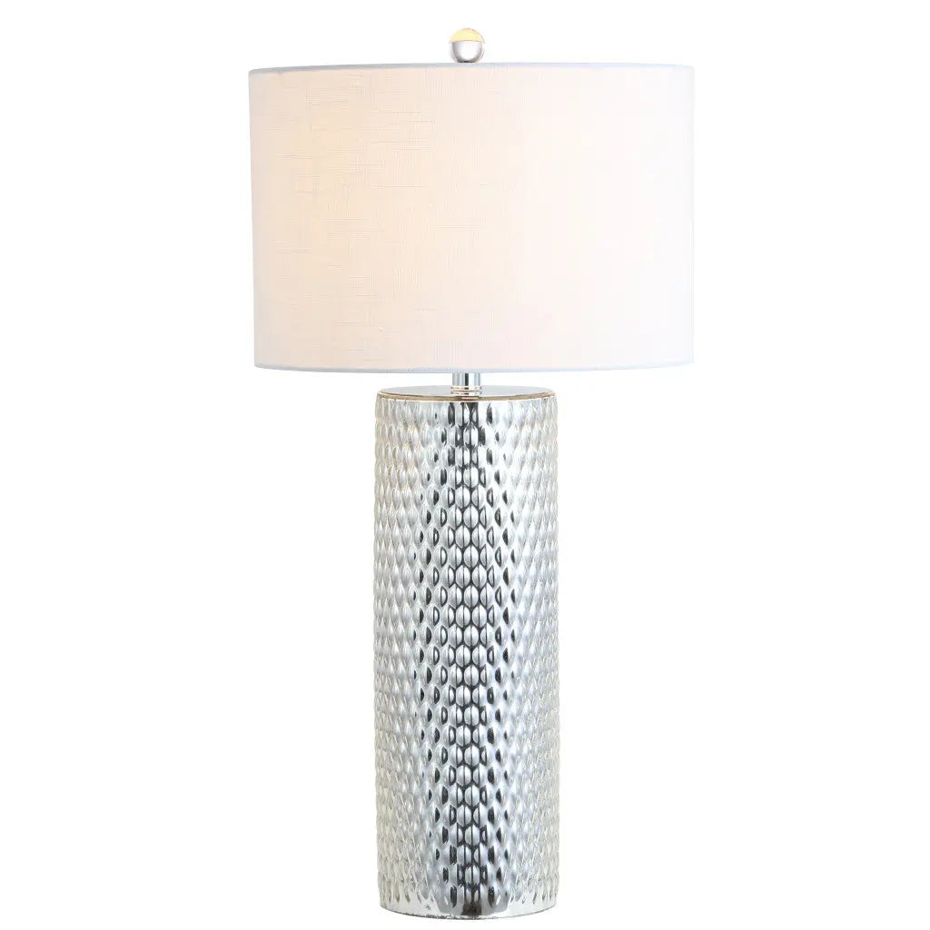 30" Silver Table Lamp With Drum Shade Homeroots Lighting