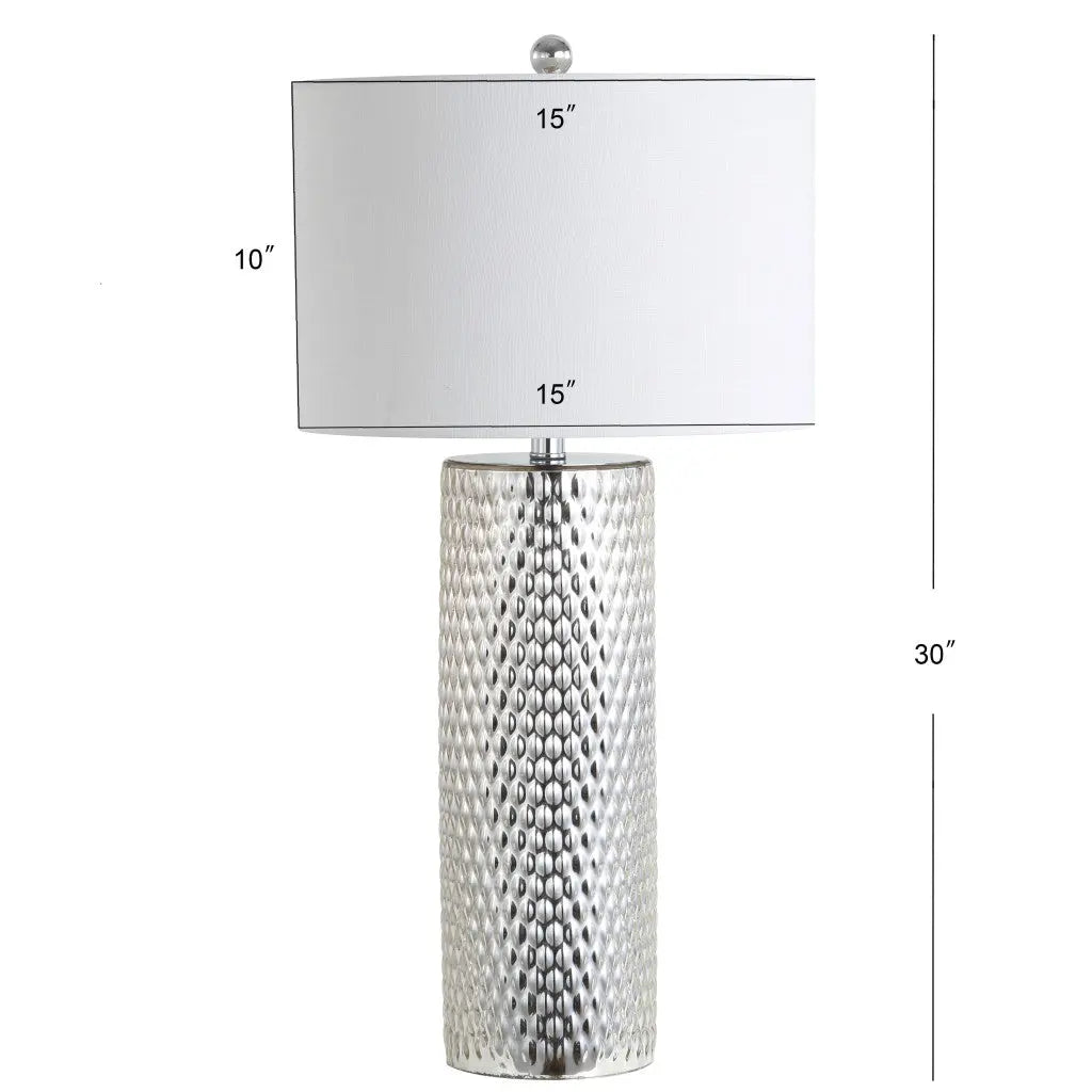 30" Silver Table Lamp With Drum Shade Homeroots Lighting