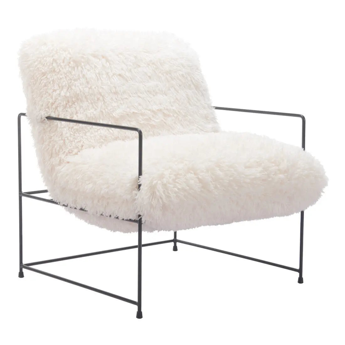 30" White And Black Sherpa And Upholstered Arm Chair Homeroots Living Room