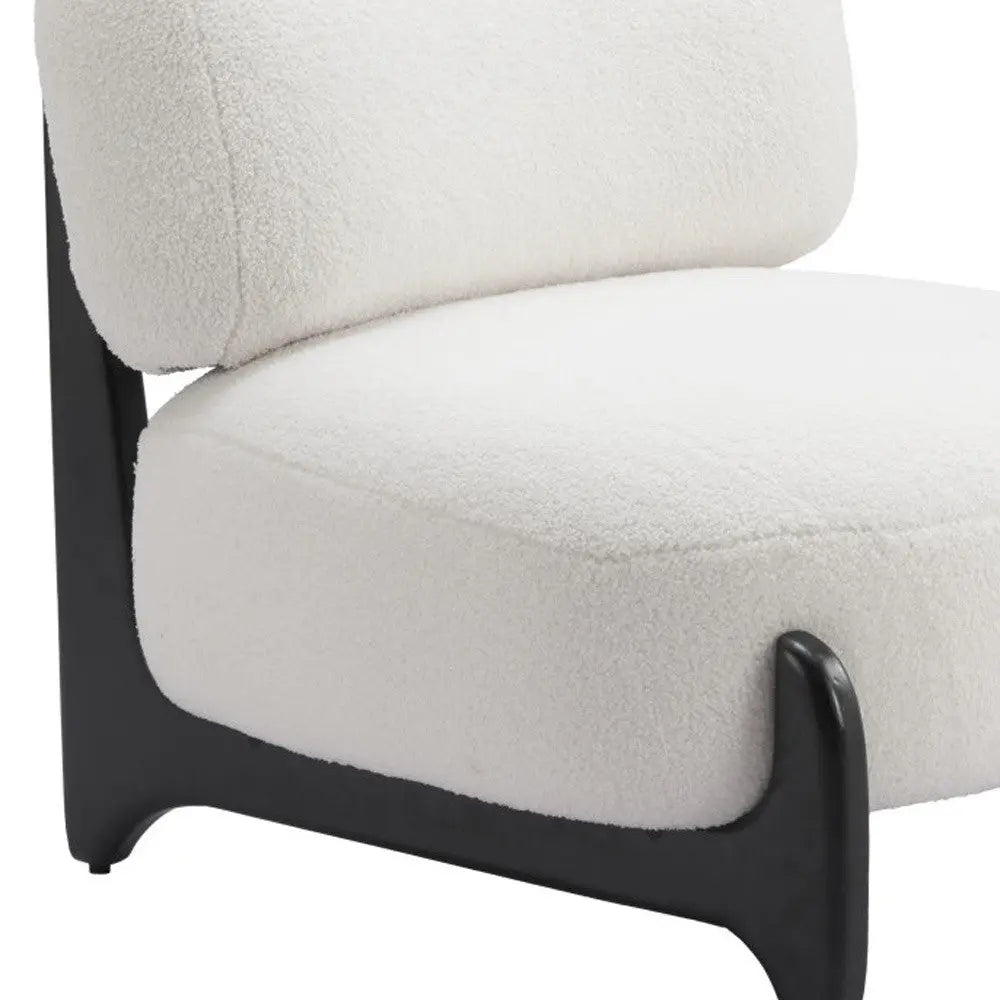 30" White And Black Sherpa And Upholstered Side Chair Homeroots Living Room