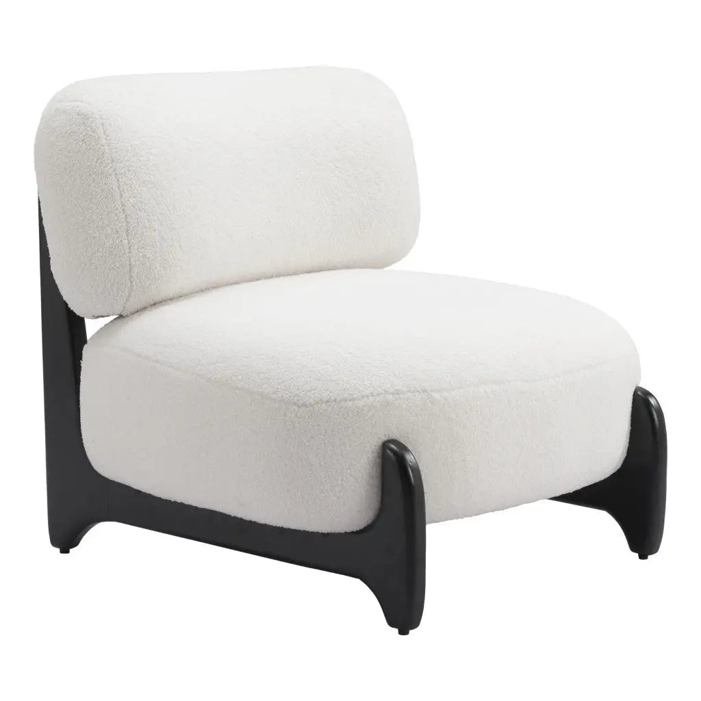30" White And Black Sherpa And Upholstered Side Chair Homeroots Living Room