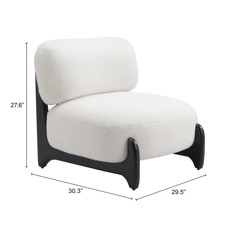 30" White And Black Sherpa And Upholstered Side Chair Homeroots Living Room