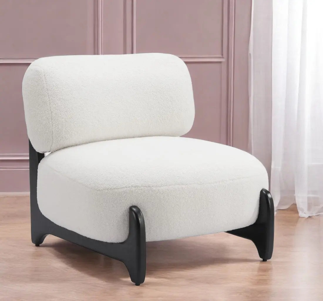 30" White And Black Sherpa And Upholstered Side Chair Homeroots Living Room