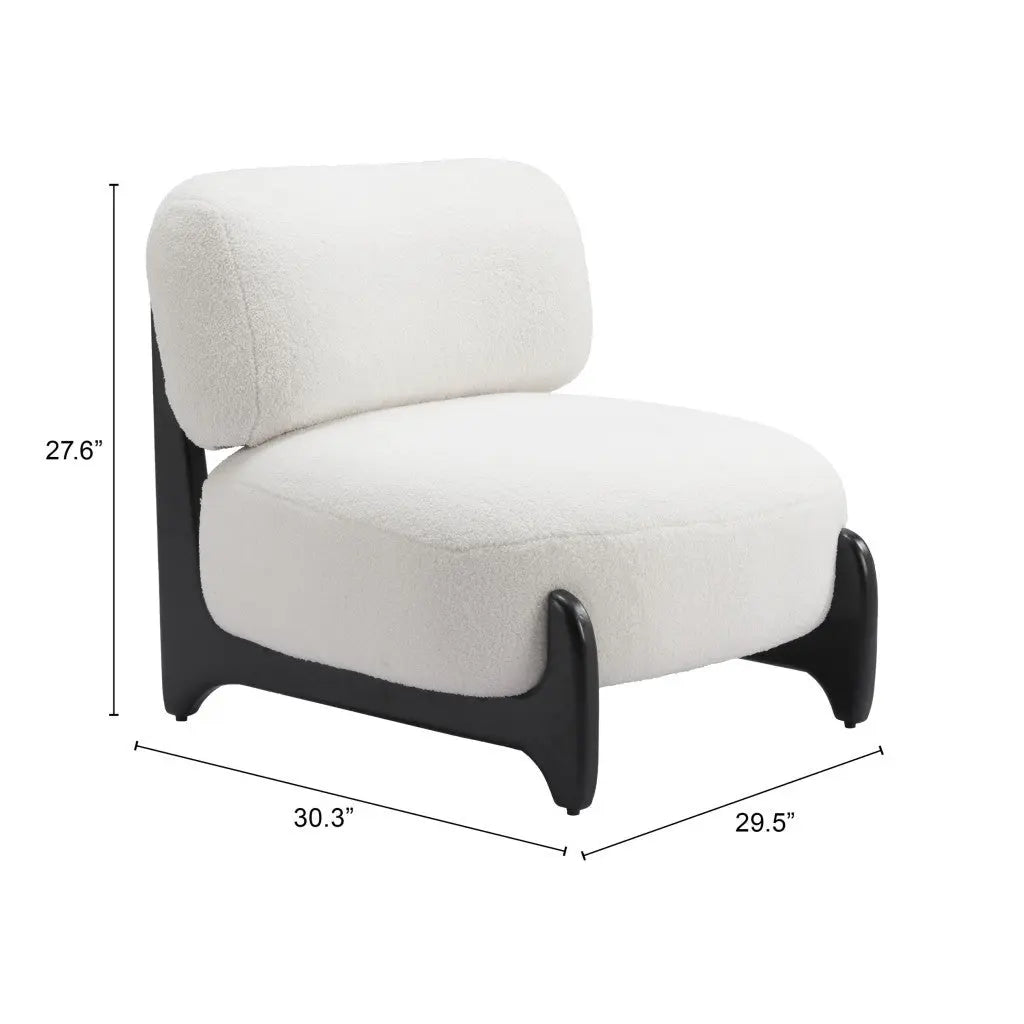 30" White And Black Sherpa And Upholstered Side Chair Homeroots Living Room