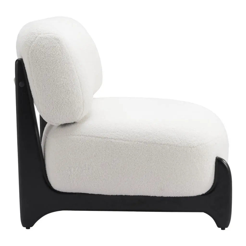 30" White And Black Sherpa And Upholstered Side Chair Homeroots Living Room