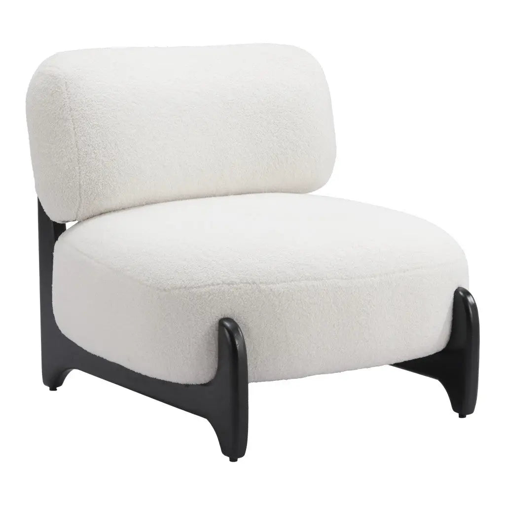 30" White And Black Sherpa And Upholstered Side Chair Homeroots Living Room