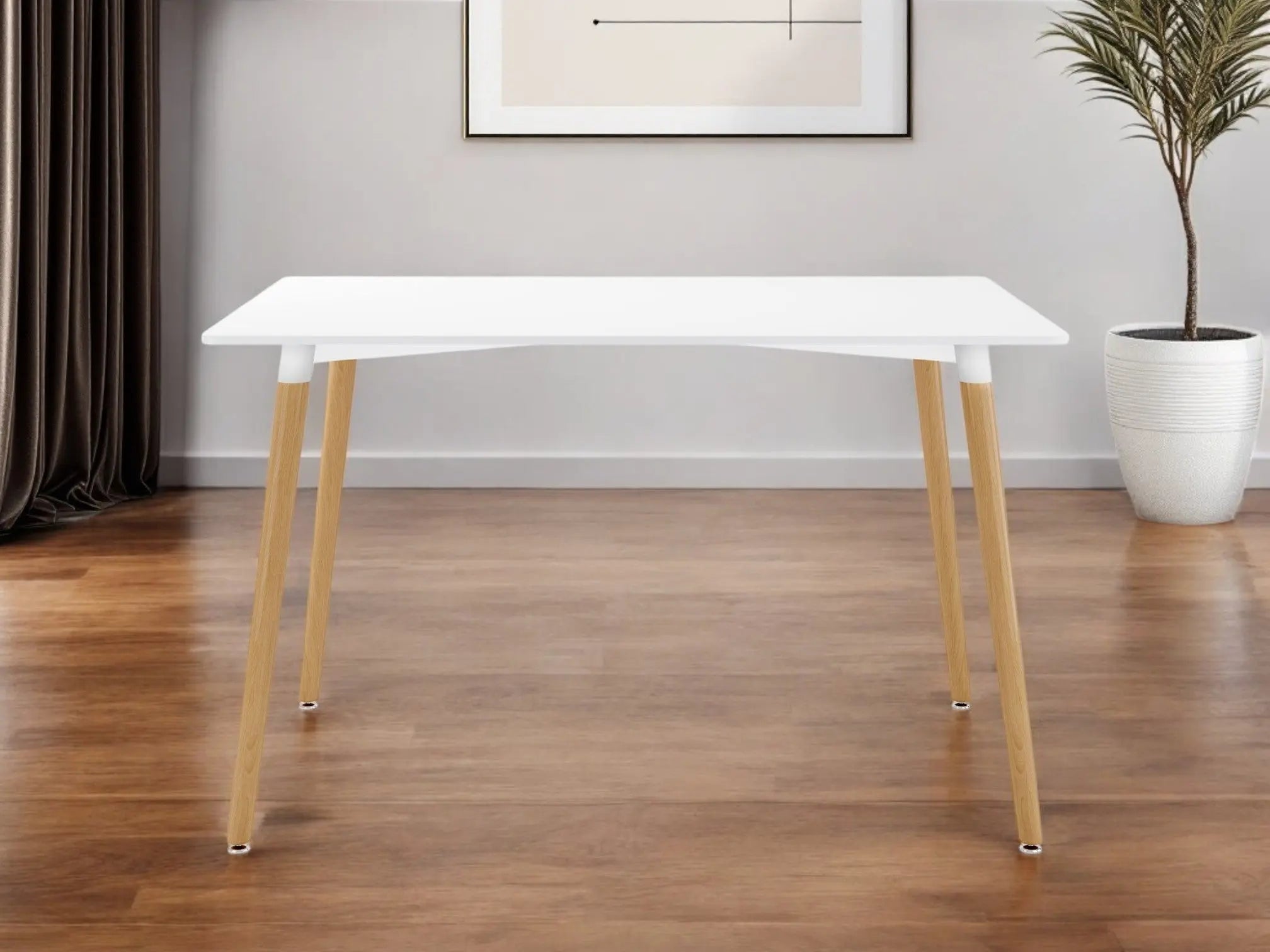 30" White And Natural Solid Wood Dining Table Homeroots Kitchen & Dining