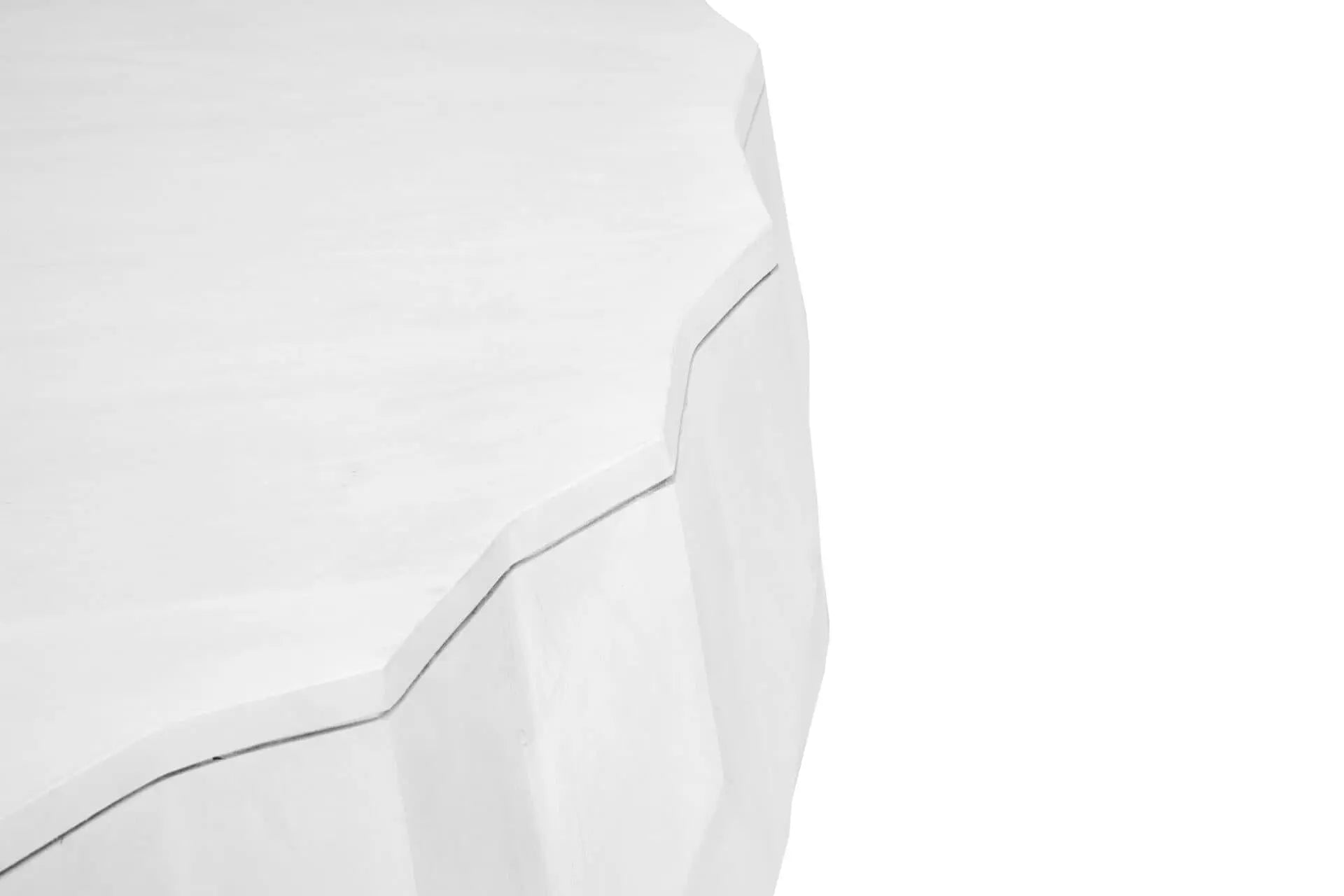 30" White Solid Wood Round Distressed Solid Drum Coffee Table Homeroots Living Room