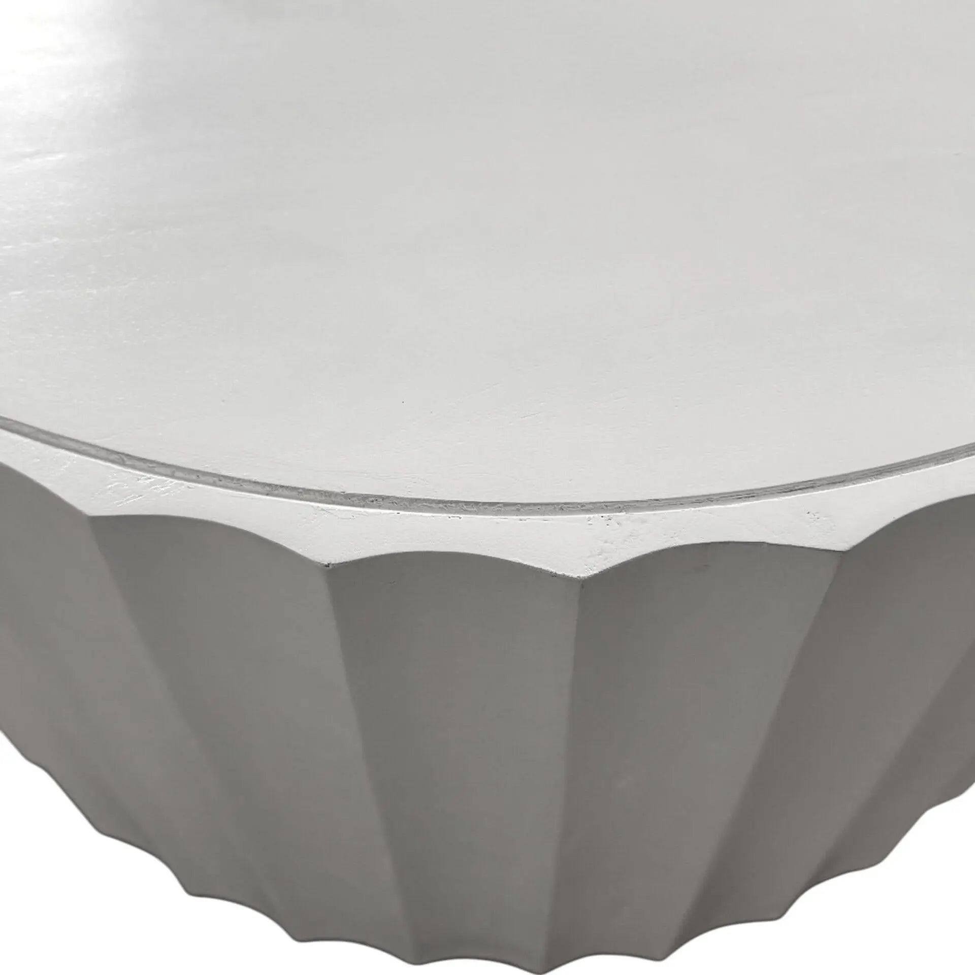 30" White Solid Wood Round Solid Drum Coffee Table Homeroots Living Room