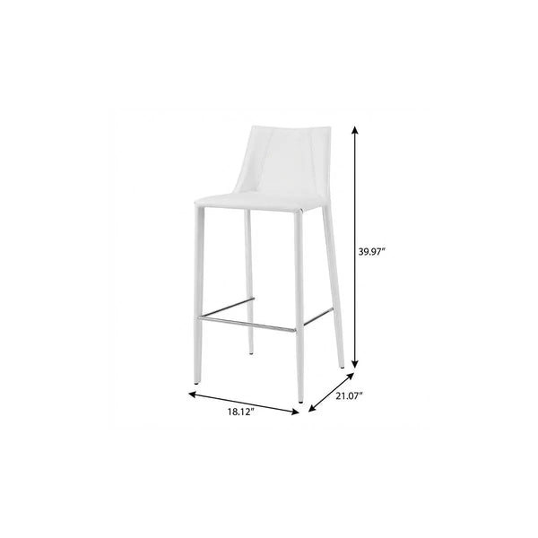 30" White Steel Low Back Bar Height Bar Chair Homeroots Living Room