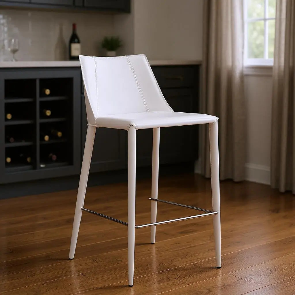 30" White Steel Low Back Bar Height Bar Chair Homeroots Living Room