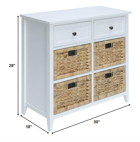 30" X 13" X 28" White Wood Veneer 6 Drawers Accent Chest - GreatEagleInc