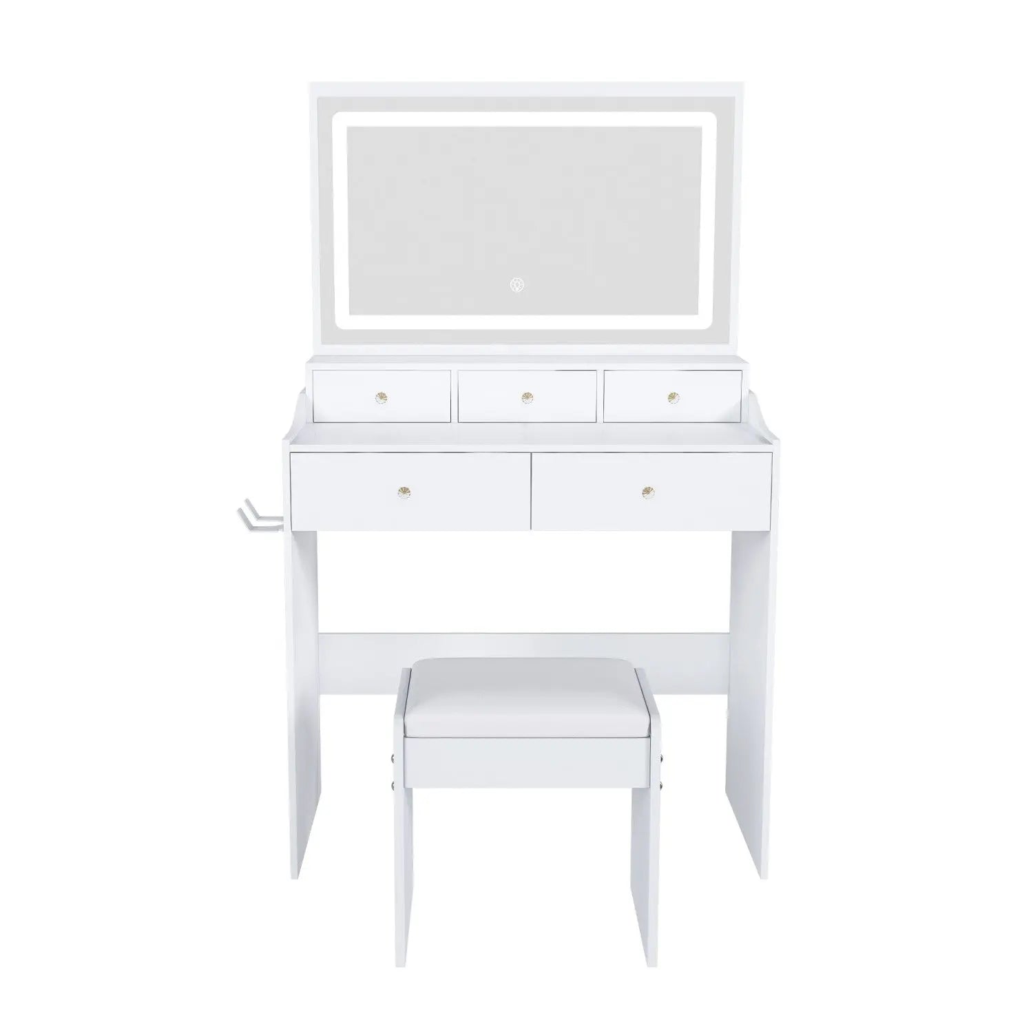 30" White Wood Mirrored Vanity Table Homeroots Living Room