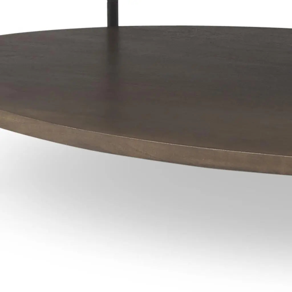 30" White and Brown Stone and Iron Oval Coffee Table Homeroots Living Room