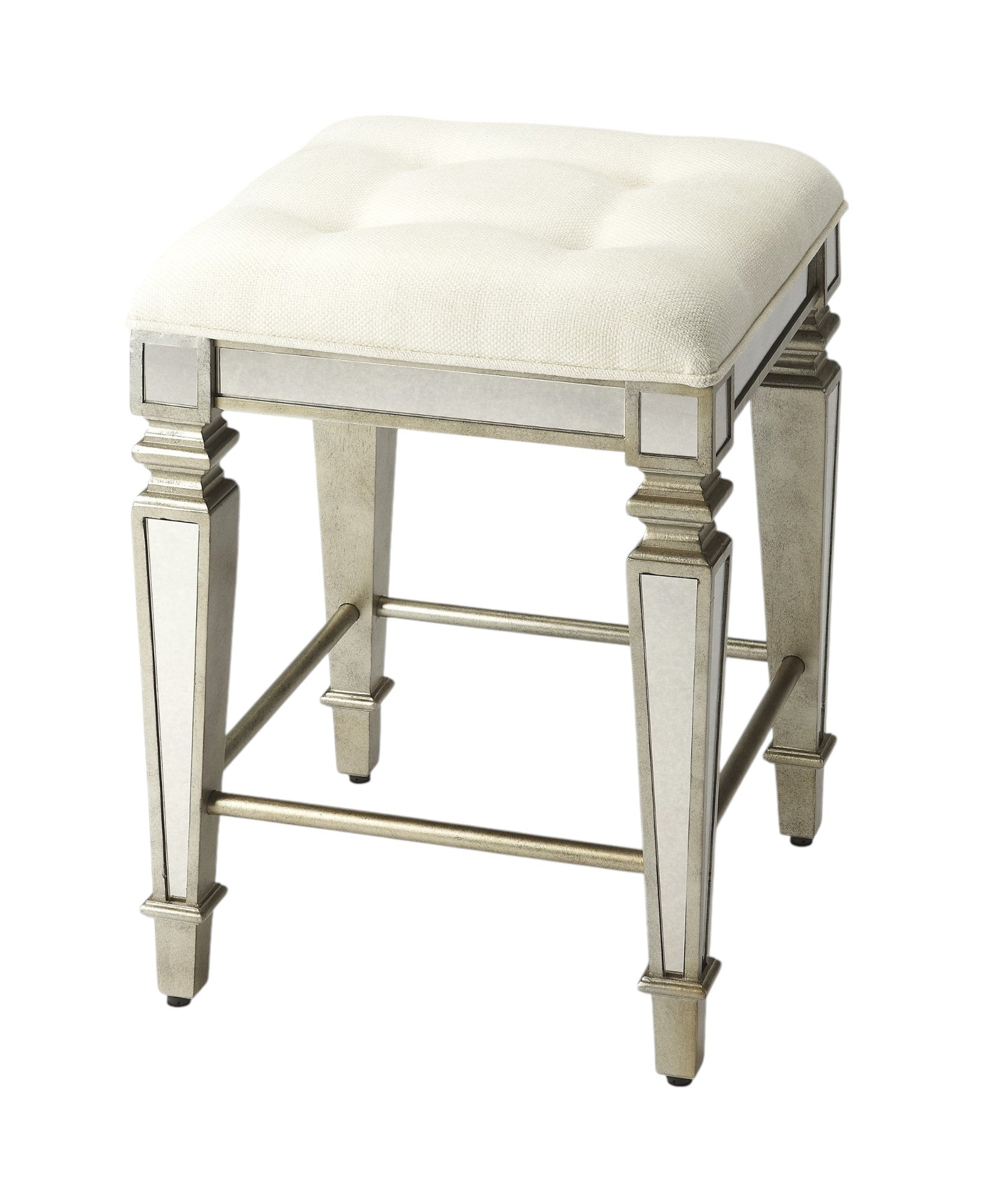 30" White and Gray Solid and Manufactured Wood Backless Counter Height Bar Chair - GreatEagleInc