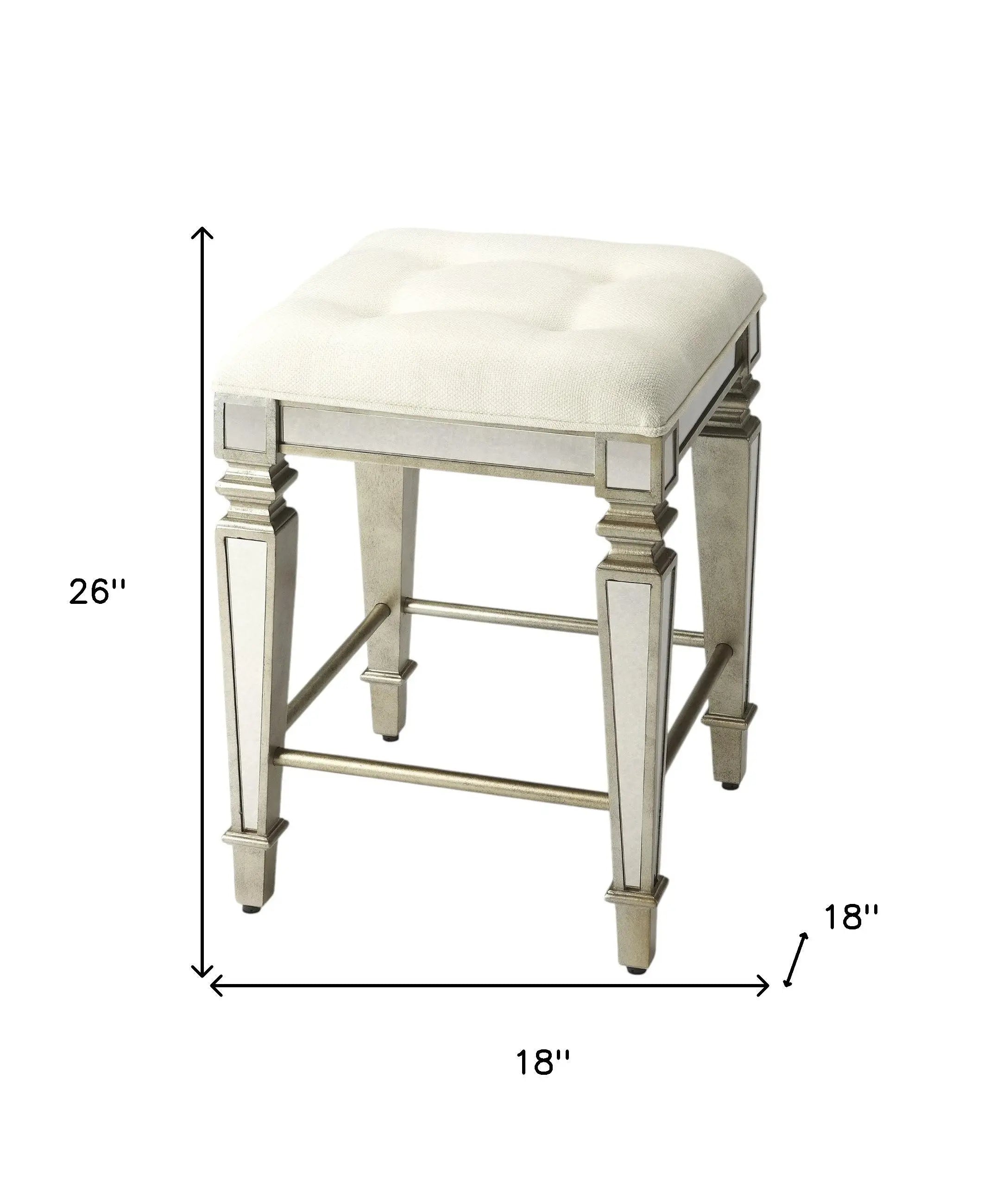 30" White and Gray Solid and Manufactured Wood Backless Counter Height Bar Chair - GreatEagleInc