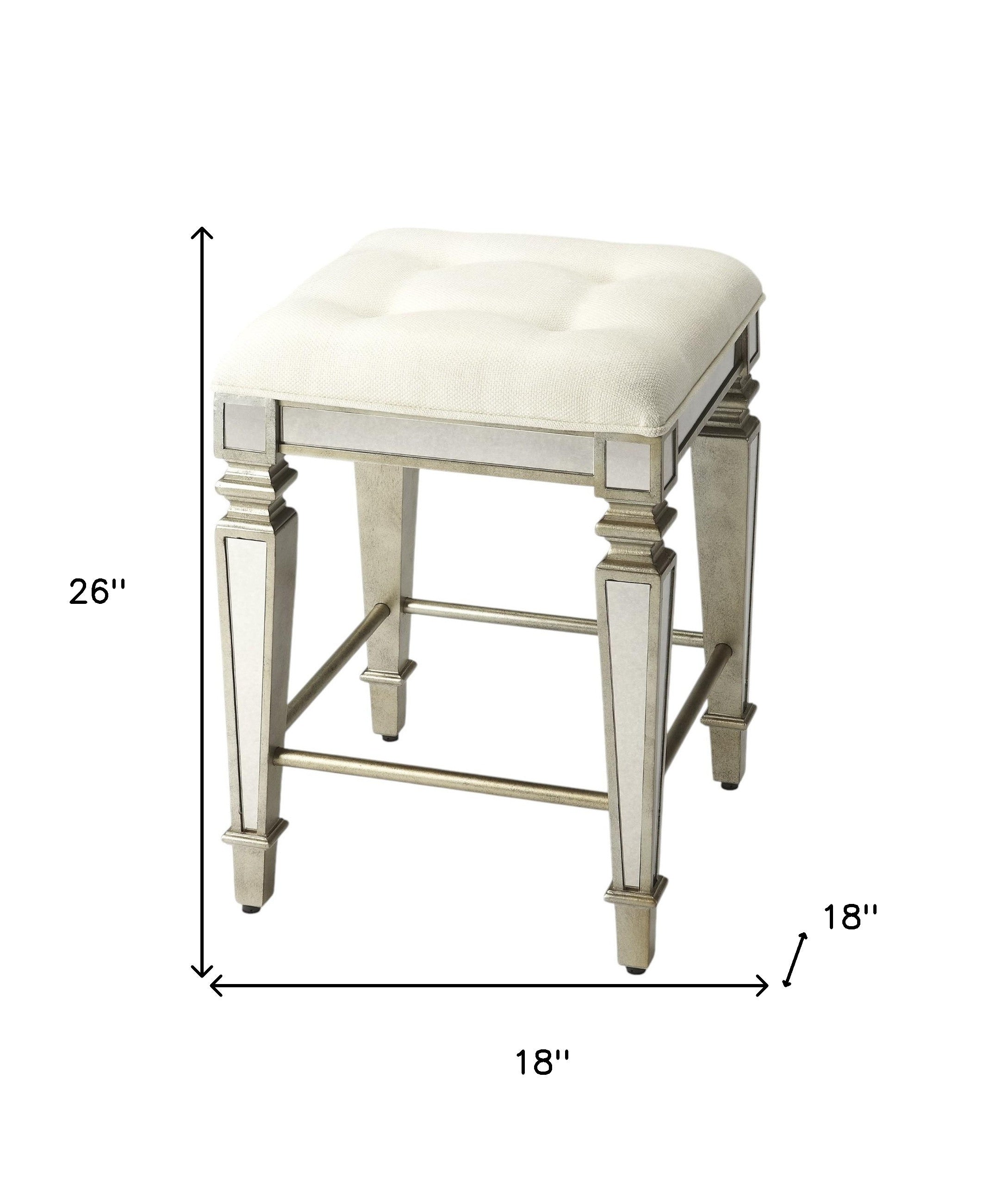 30" White and Gray Solid and Manufactured Wood Backless Counter Height Bar Chair - GreatEagleInc