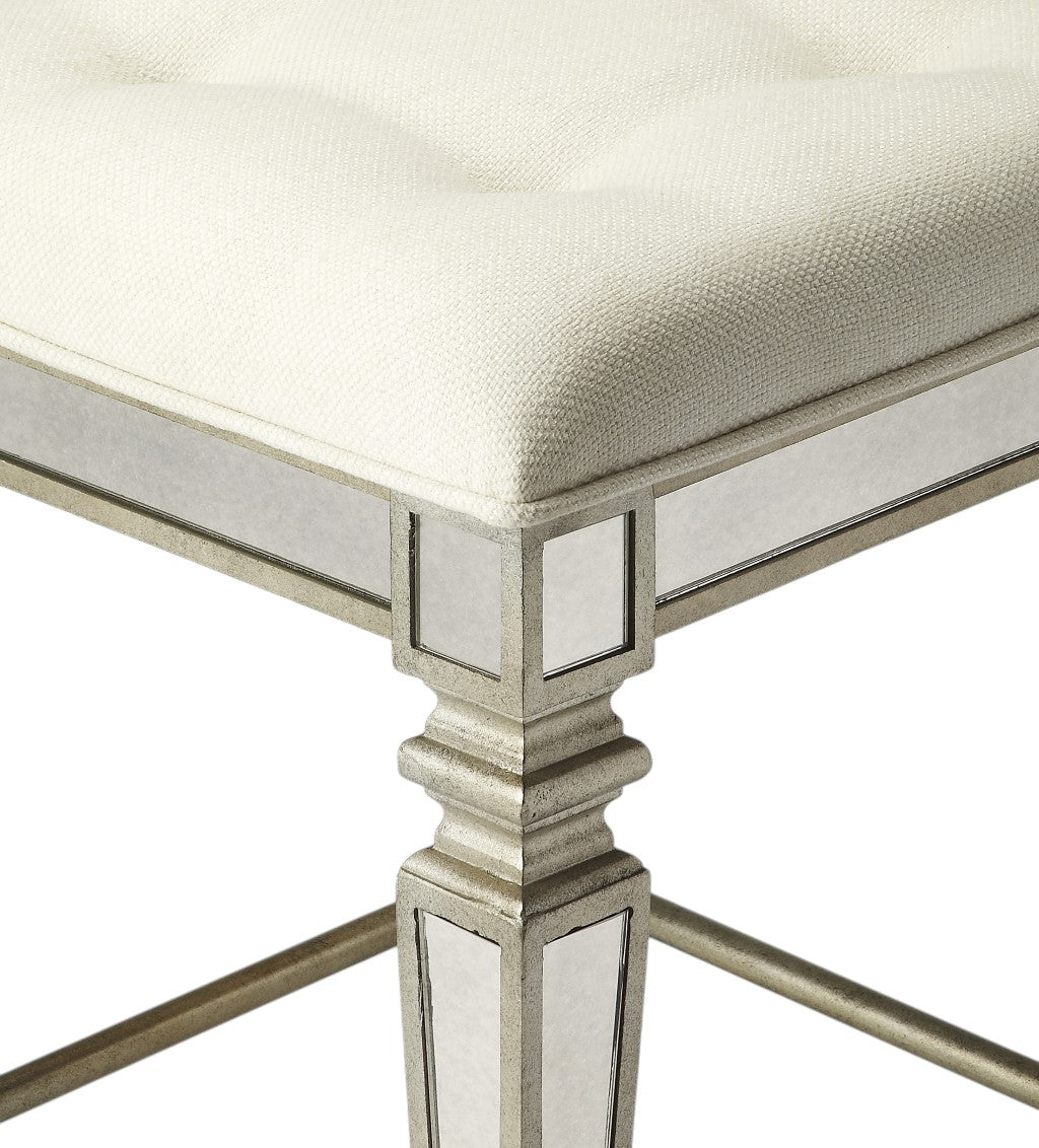 30" White and Gray Solid and Manufactured Wood Backless Counter Height Bar Chair - GreatEagleInc