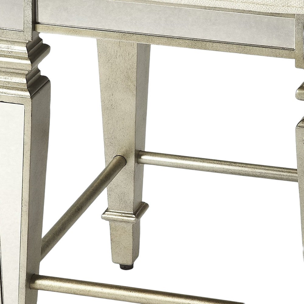 30" White and Gray Solid and Manufactured Wood Backless Counter Height Bar Chair - GreatEagleInc