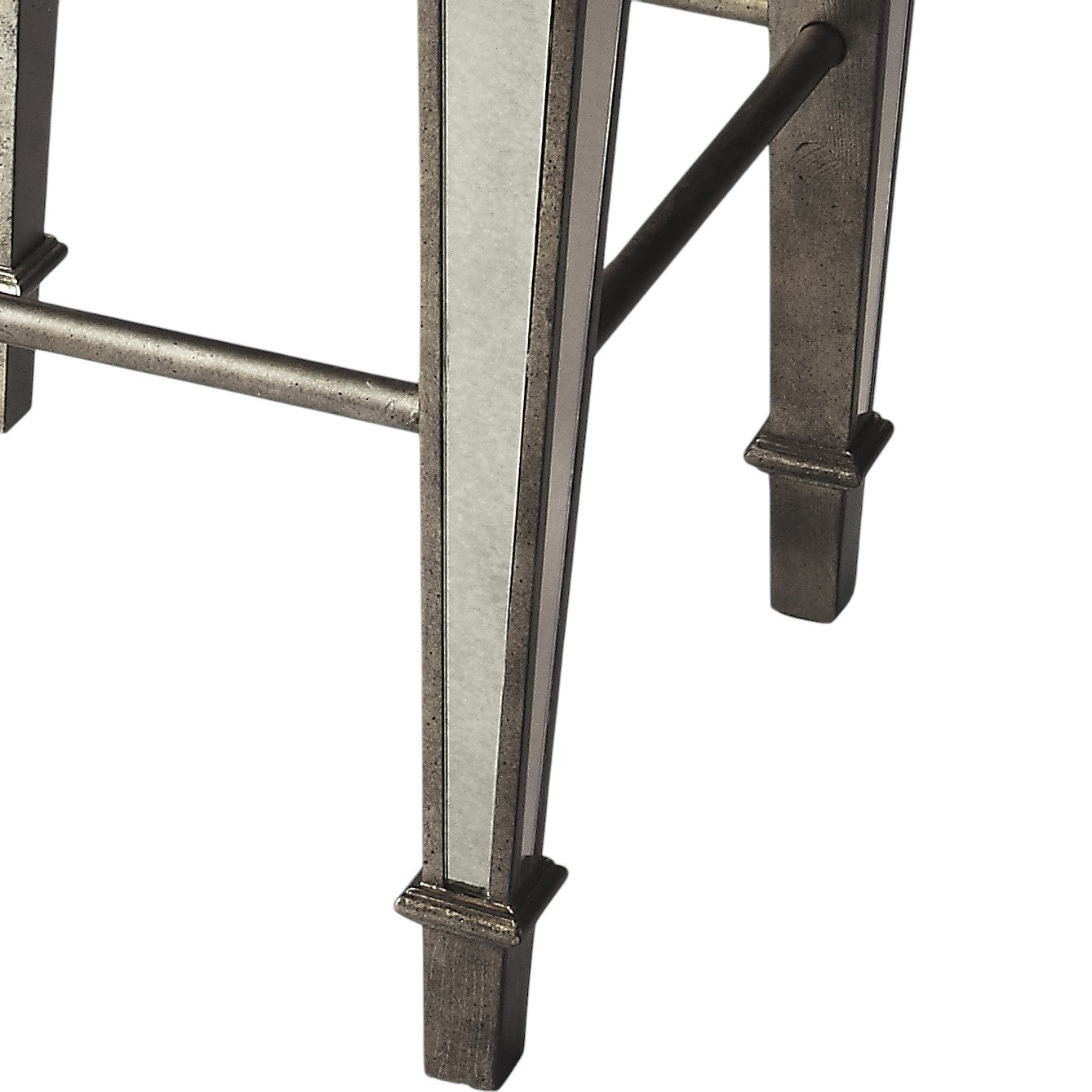 30" White and Silver Solid and Manufactured Wood Backless Counter Height Bar Chair Homeroots Living Room