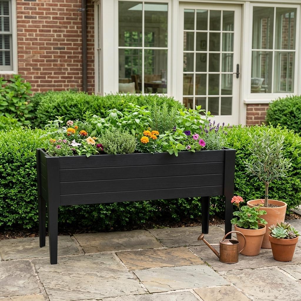 30" X 18" Black Heavy Duty Plastic Rectangular Raised Garden Bed Homeroots Outdoor