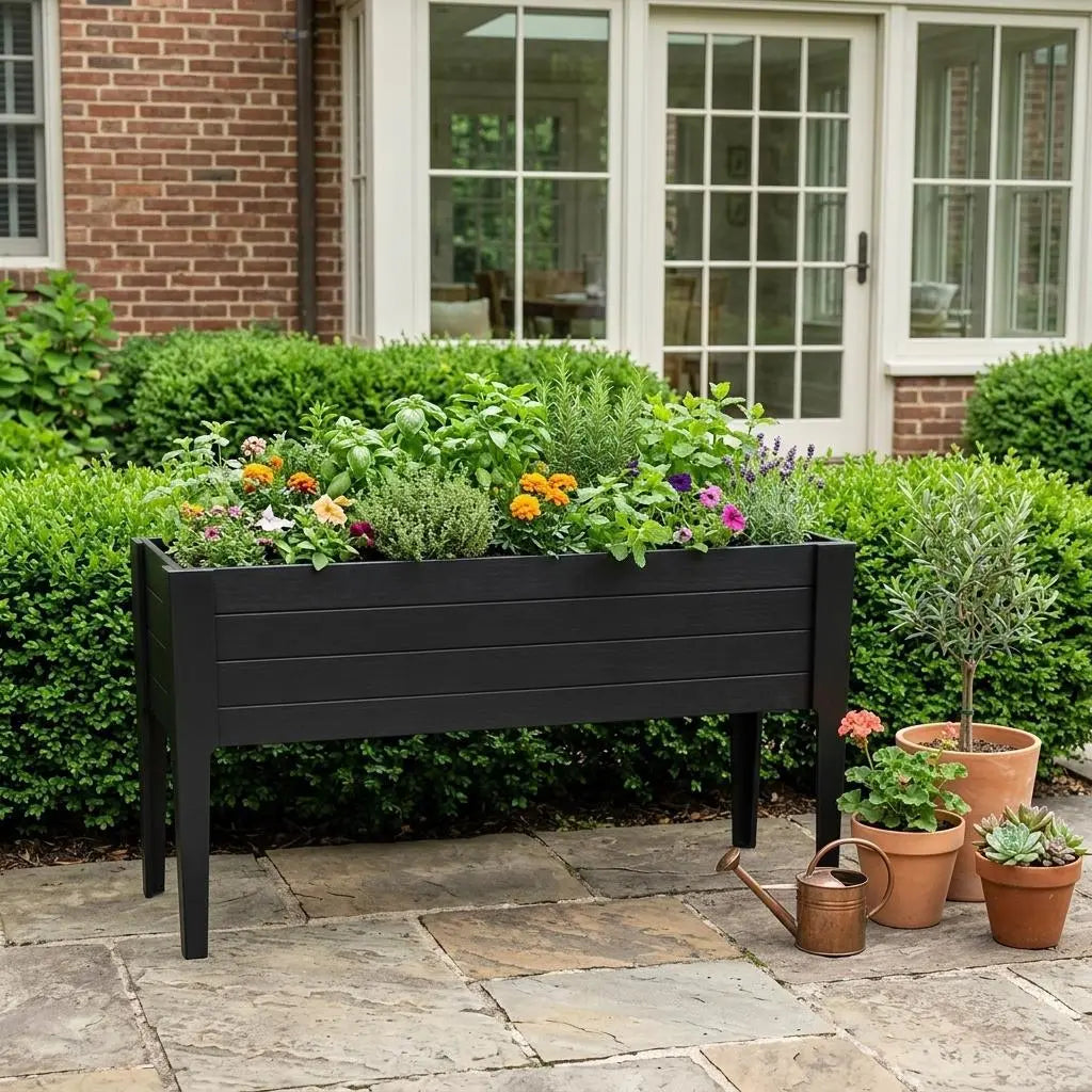 30" X 18" Black Heavy Duty Plastic Rectangular Raised Garden Bed Homeroots Outdoor
