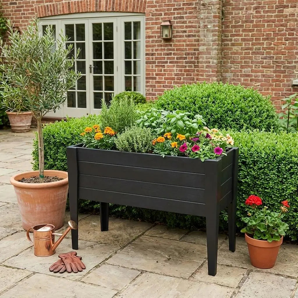 30" X 18" Black Heavy Duty Plastic Rectangular Raised Garden Bed Homeroots Outdoor