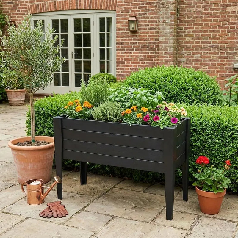 30" X 18" Black Heavy Duty Plastic Rectangular Raised Garden Bed Homeroots Outdoor