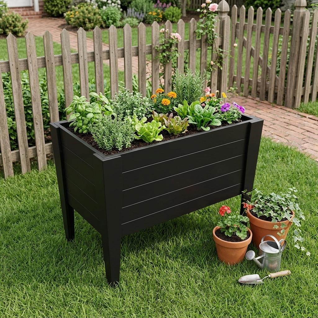 30" X 18" Black Heavy Duty Plastic Rectangular Raised Garden Bed Homeroots Outdoor