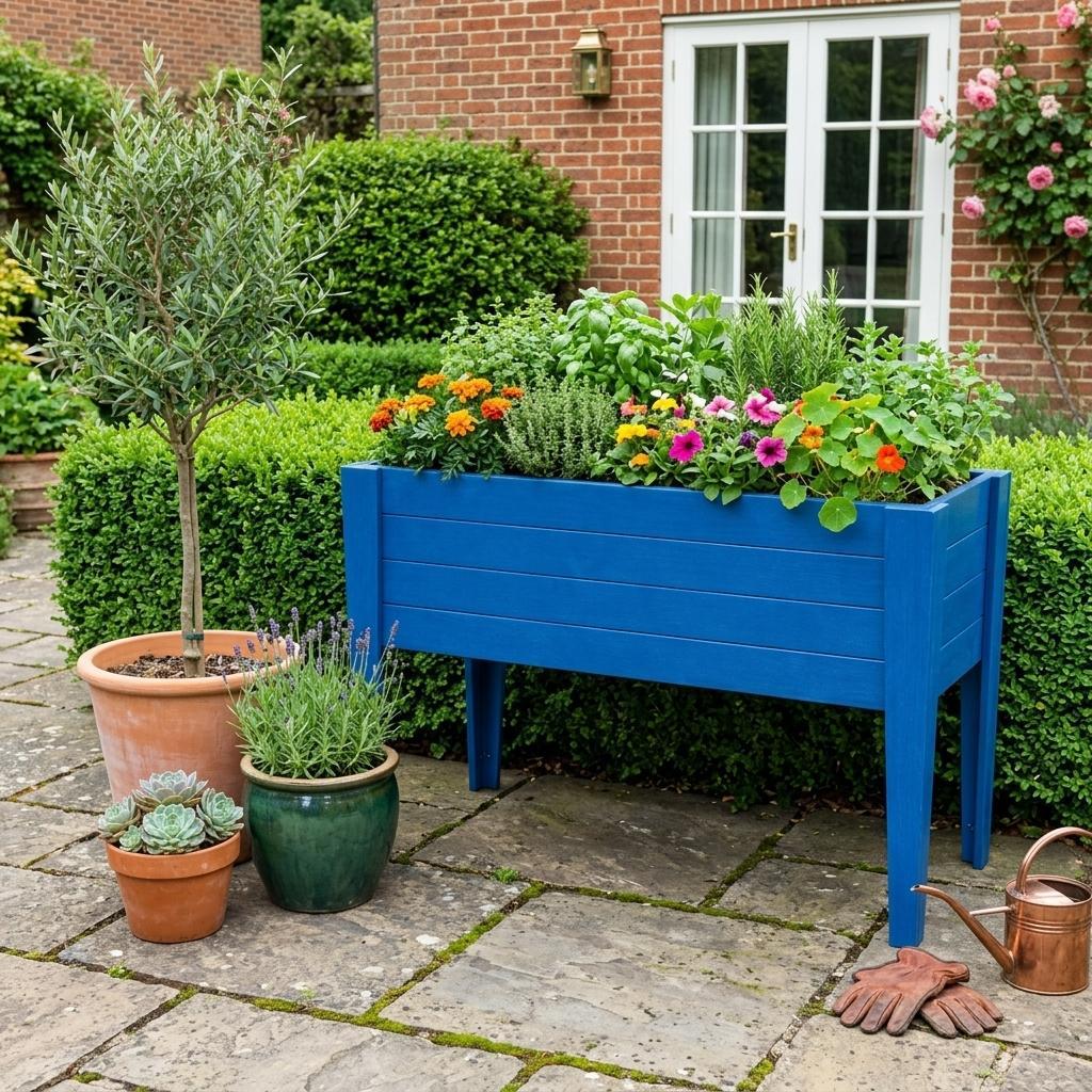 30" X 18" Blue Heavy Duty Plastic Rectangular Raised Garden Bed Homeroots Outdoor