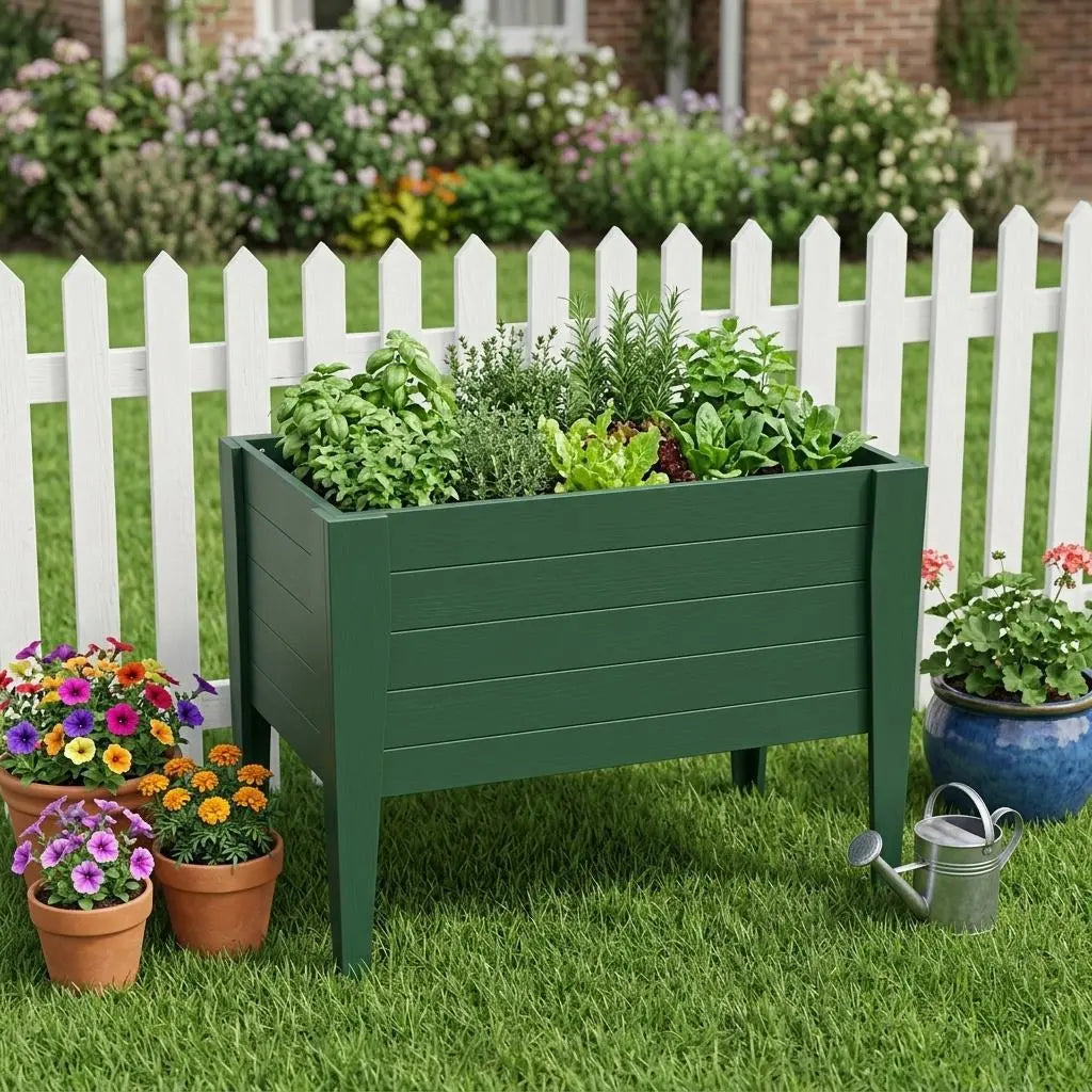 30" X 18" Green Heavy Duty Plastic Rectangular Raised Garden Bed Homeroots Outdoor