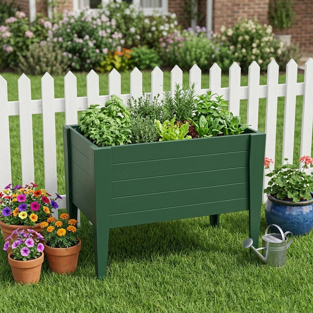 30" X 18" Green Heavy Duty Plastic Rectangular Raised Garden Bed Homeroots Outdoor