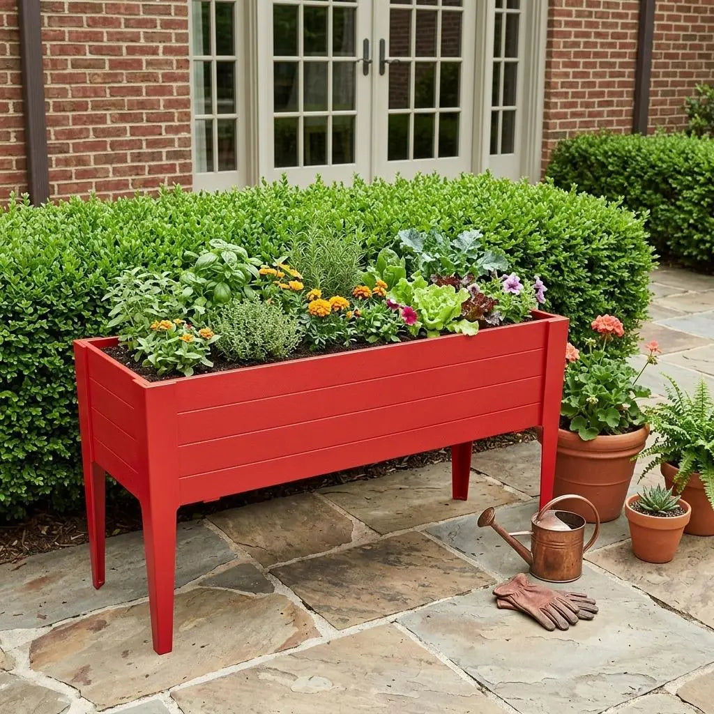 30" X 18" Red Heavy Duty Plastic Rectangular Raised Garden Bed Homeroots Outdoor