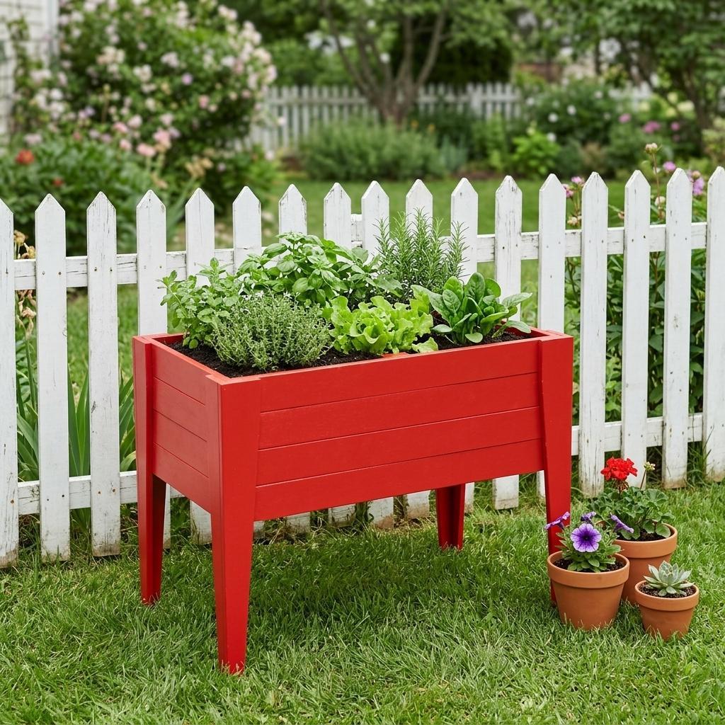 30" X 18" Red Heavy Duty Plastic Rectangular Raised Garden Bed Homeroots Outdoor